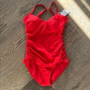 Red one piece swim